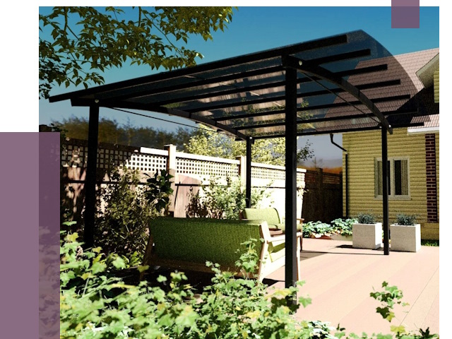 Навесы для террасы в Дивногорске от 12890 руб. под ключ | ПРОЛЁТ-Двн