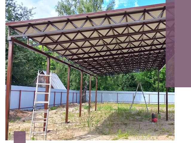 Односкатные навесы под ключ в Дивногорске — изготовление и монтаж