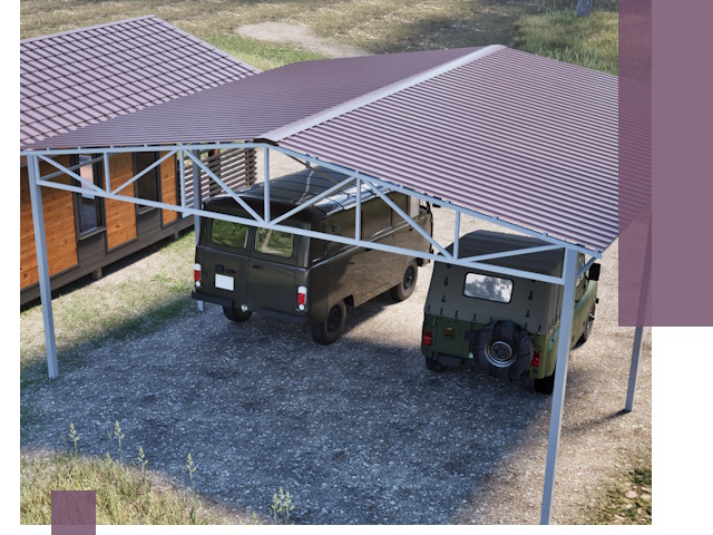 Двускатные навесы под ключ в Дивногорске — изготовление и монтаж